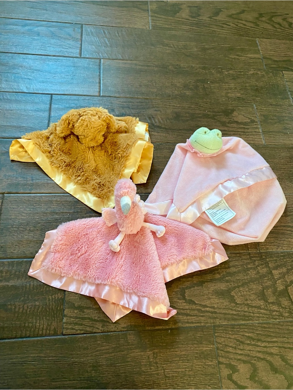 Lot of 3 Plush Lovey with Satin Trim